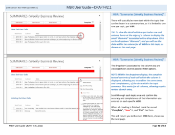 MS Access web application training manual page demonstrating record sorting and textual contents.