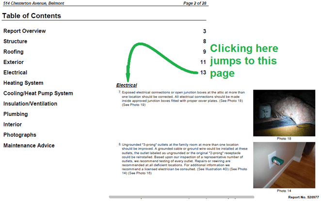 Help4Access PDF bookmarking tool demonstrating automated internal hyperlinks and navigation.