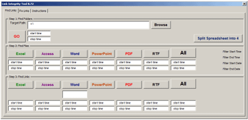 Link Integrity Tool GUI for Microsoft Access and PowerPoint file validation.