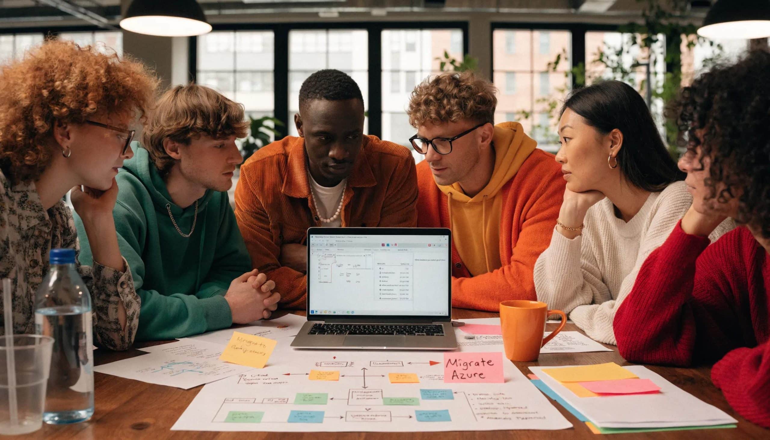 Team collaboration in a modern office, focusing on Microsoft Access database migration strategies